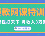 爆款网课特训营,一套课程打天下,网课变现的10个实操法,月收入3万到10万-学习笔记资源库