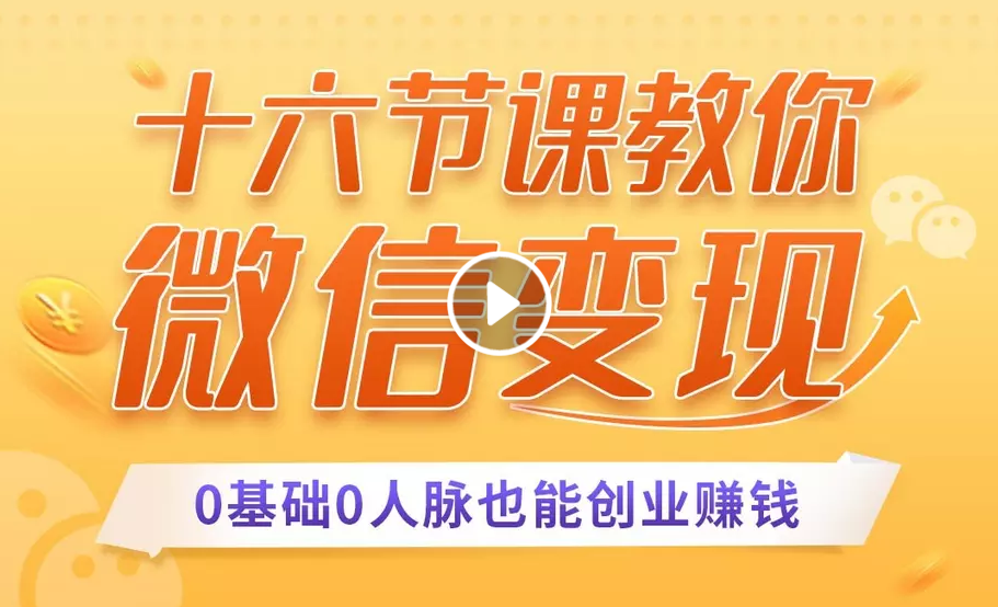 十六节课教你零基础微信变现，用单品打爆市场，每月收入超过10万+-学习笔记资源库