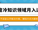 抖音冷知识领域月入过万项目，不适宜公开解决方案 ，抖音赚钱方式大解析！-学习笔记资源库