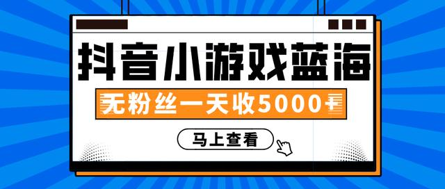 赚钱计划：抖音小游戏蓝海项目，无粉丝一天收入5000+-学习笔记资源库