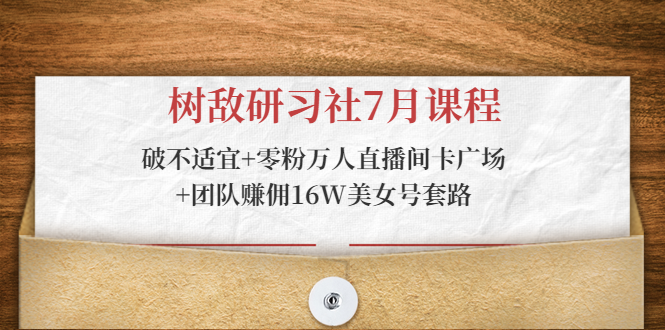树敌研习社7月课程：破不适宜+零粉万人直播间卡广场+团队赚佣16W美女号套路-学习笔记资源库