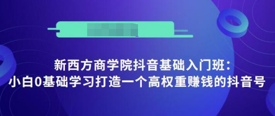抖音基础入门班：小白0基础学习打造一个高权重赚钱的抖音号-学习笔记资源库
