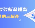 拼多多新品爆款打造的三板斧,快速提升销量+转化+点击率(视频课程)-学习笔记资源库