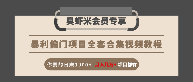 暴利偏门项目全套合集视频教程：你要的日赚1000+月入几万+项目都有-学习笔记资源库