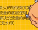 只说话就会火的短视频文案课,从根本上解决没流量的问题-学习笔记资源库