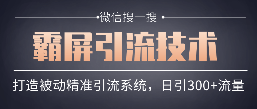微信搜一搜霸屏引流技术，打造被动精准引流系统，轻松日引300+流量-学习笔记资源库