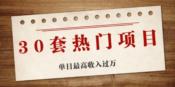 30套热门项目：单日最高收入过万 (网赚项目、朋友圈、涨粉套路、抖音、快手)等-学习笔记资源库