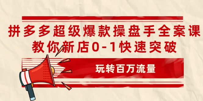 拼多多超级爆款操盘手全案课，教你新店0-1快速突破，玩转百万流量-学习笔记资源库