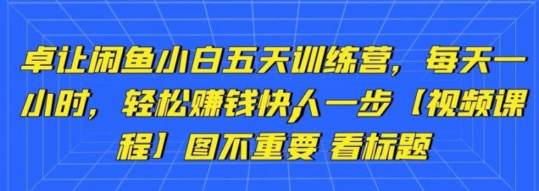 卓让闲鱼小白五天训练营，每天一小时，轻松赚钱快人一步-学习笔记资源库