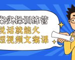 文案实操训练营,只说话就能火的短视频文案课-学习笔记资源库