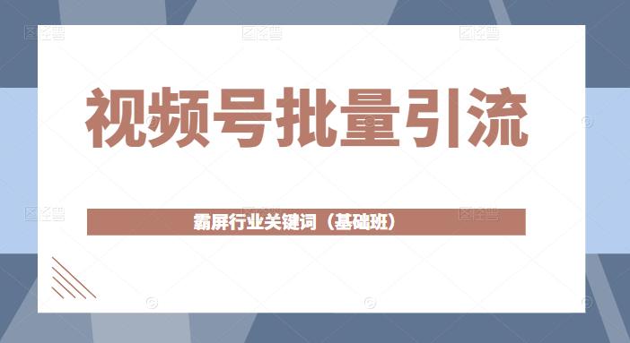 视频号批量引流，霸屏行业关键词（基础班）全面系统讲解视频号玩法-学习笔记资源库