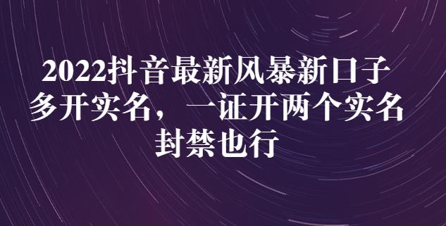 2022抖音最新风暴新口子：多开实名，一整开两个实名，封禁也行-学习笔记资源库