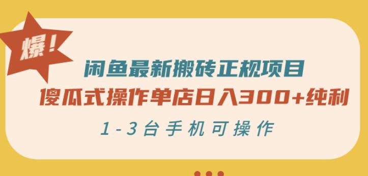 闲鱼最新搬砖正规项目：傻瓜式操作单店日入300+纯利，1-3台手机可操作-学习笔记资源库