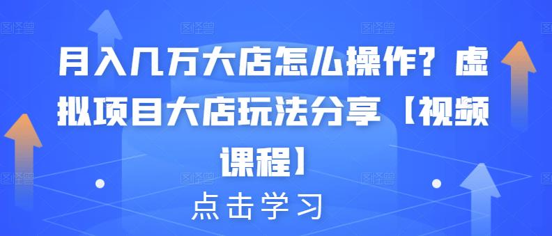 月入几万大店怎么操作？虚拟项目大店玩法分享【视频课程】-学习笔记资源库
