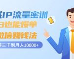 私域IP流量密训:小白也能爆单的微信赚钱法,从月薪三千到月入10000+-学习笔记资源库