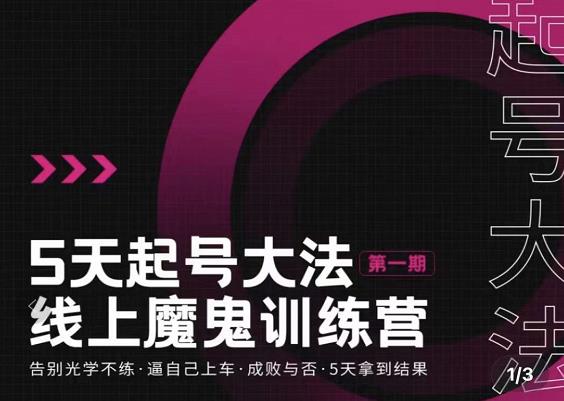 大播·五天起号魔鬼训练营，告别光学不练，逼自己上车，成败与否，5天拿到结果-学习笔记资源库