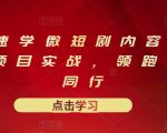 10堂速学微短剧内容制作标准与项目实战,领跑80%同行-学习笔记资源库