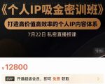 个人IP吸金密训班，打造高价值高效率的个人IP内容体系（价值12800元）-学习笔记资源库
