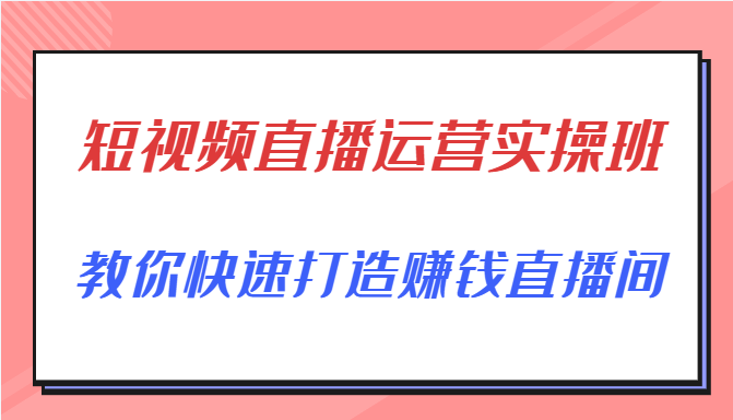 短视频直播运营实操班，直播带货精细化运营实操，教你快速打造赚钱直播间-学习笔记资源库