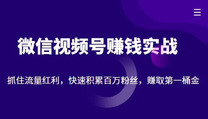 微信视频号赚钱实战：抓住流量红利，快速积累百万粉丝，赚取你的第一桶金-学习笔记资源库