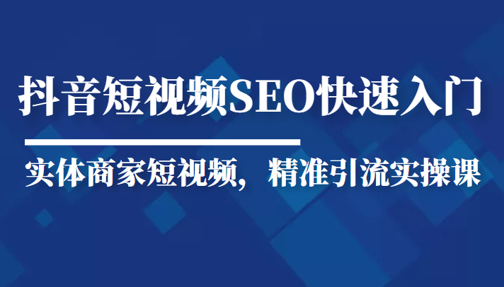 抖音短视频Seo搜索排名优化新手快速入门教程，实体商家短视频，精准引流实操课-学习笔记资源库
