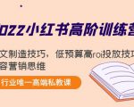2022小红书高阶训练营:爆文制造技巧,低预算高roi投放技巧,内容营销思维-学习笔记资源库