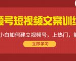 视频号短视频文案训练营:0基础小白如何建立视频号,上热门,能卖货!-学习笔记资源库