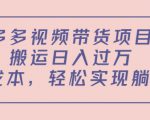 多多视频带货项目,搬运日入过万,0成本,轻松实现躺赚(教程+软件)-学习笔记资源库