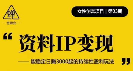 资料IP变现，能稳定日赚3000起的持续性盈利玩法-学习笔记资源库