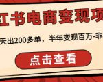 顽石·小红书电商变现项目,实测当天出200多单,半年变现百万,非常稳定-学习笔记资源库