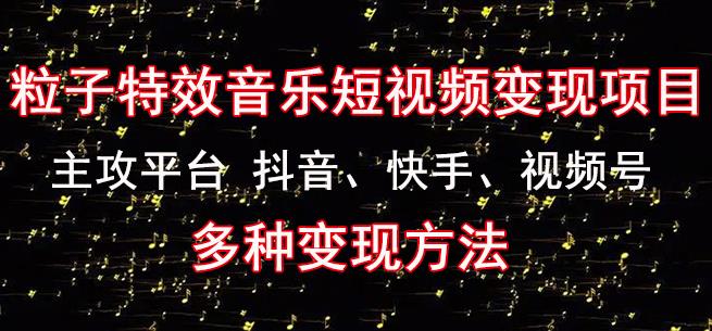 黄岛主《粒子特效音乐短视频变现项目》主攻平台抖音、快手、视频号多种变现方法-学习笔记资源库
