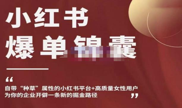 小红书爆单锦囊，自带种草属性+高质量女性用户，为你的企业开辟一条新的掘金路径-学习笔记资源库
