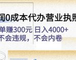 高利润0成本代办营业执照项目:一单赚300元日入4000+不会违规,不会内卷-学习笔记资源库