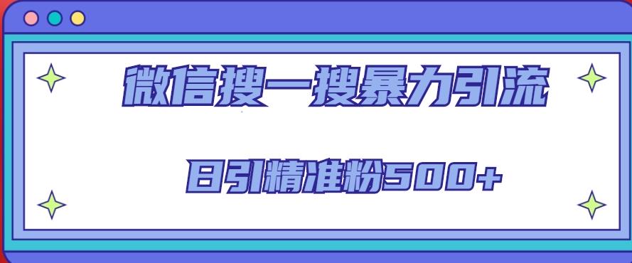 微信搜一搜引流全系列课程，日引精准粉500+（8节课）-学习笔记资源库