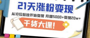 21天精准涨粉变现干货大课:从10位粉丝开始变现月增5000+变现20w+-学习笔记资源库