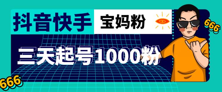 抖音快手三天起号涨粉1000宝妈粉丝的核心方法【详细玩法教程】-学习笔记资源库