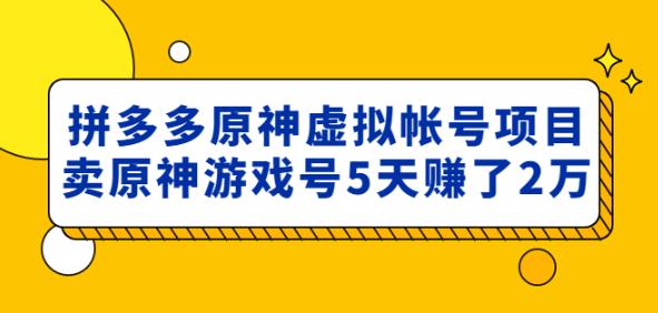 外面卖2980的拼多多原神虚拟帐号项目：卖原神游戏号5天赚了2万-学习笔记资源库