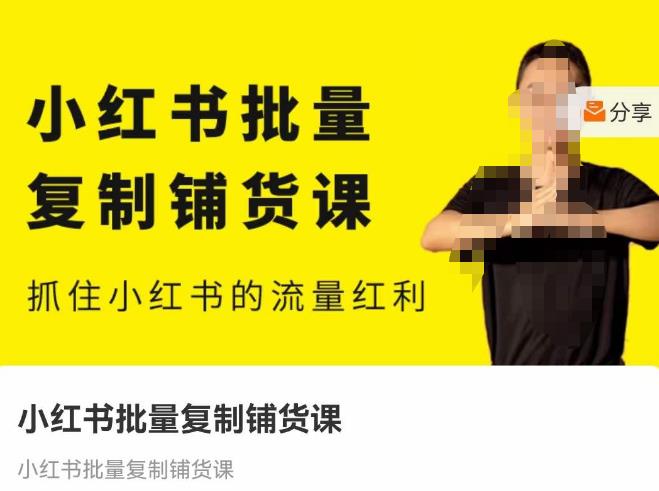 张宾·小红书批量复制铺货课，抓住小红书的流量红利 （更新2023年2月）-学习笔记资源库
