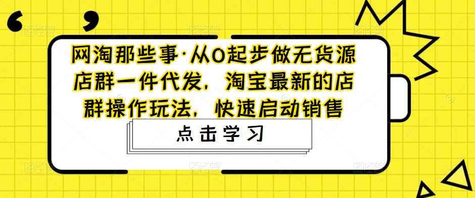 网淘那些事·从0起步做无货源店群一件代发，淘宝最新的店群操作玩法，快速启动销售-学习笔记资源库