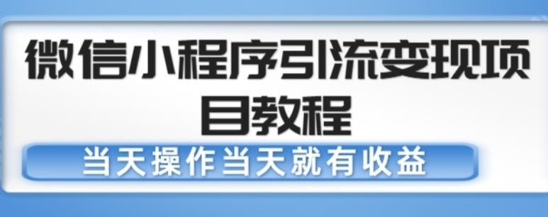 微信小程序引流变现项目教程，当天操作当天就有收益，变现不再是难事-学习笔记资源库