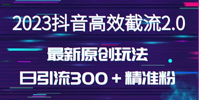 日引300＋创业粉，独家抖音高效截流2.0玩法（价值1280）-学习笔记资源库
