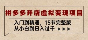 拼多多开店虚拟变现项目:入门到精通,从小白到日入过千(15节完整版)-学习笔记资源库