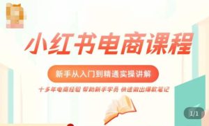 小红书电商新手入门到精通实操课，从入门到精通做爆款笔记，开店运营-学习笔记资源库
