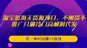 淘宝蓝海无货源项目，不囤货不推广只做冷门高利润代发，花一半时间赚10倍钱-学习笔记资源库