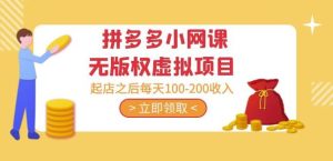 黄岛主·拼多多小网课无版权虚拟项目分享课：起店之后每天100-200收入-学习笔记资源库