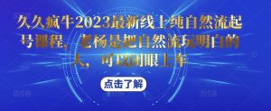 久久疯牛2023最新线上纯自然流起号课程,老杨是把自然流玩明白的人,可以闭眼上车-学习笔记资源库