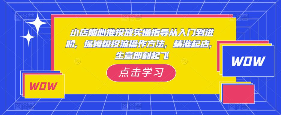 小店随心推投放实操指导从入门到进阶，保姆级投流操作方法，精准起店，生意即刻起飞-学习笔记资源库