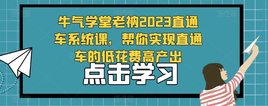 牛气学堂老衲2023直通车系统课，帮你实现直通车的低花费高产出-学习笔记资源库
