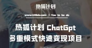 热狐计划：王大陆ChatGpt多重变现实操课，多种模式快速变现-学习笔记资源库