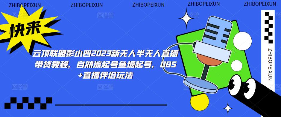 云顶联盟彭小四2023新无人半无人直播带货教程，自然流起号鱼塘起号，OBS+直播伴侣玩法-学习笔记资源库